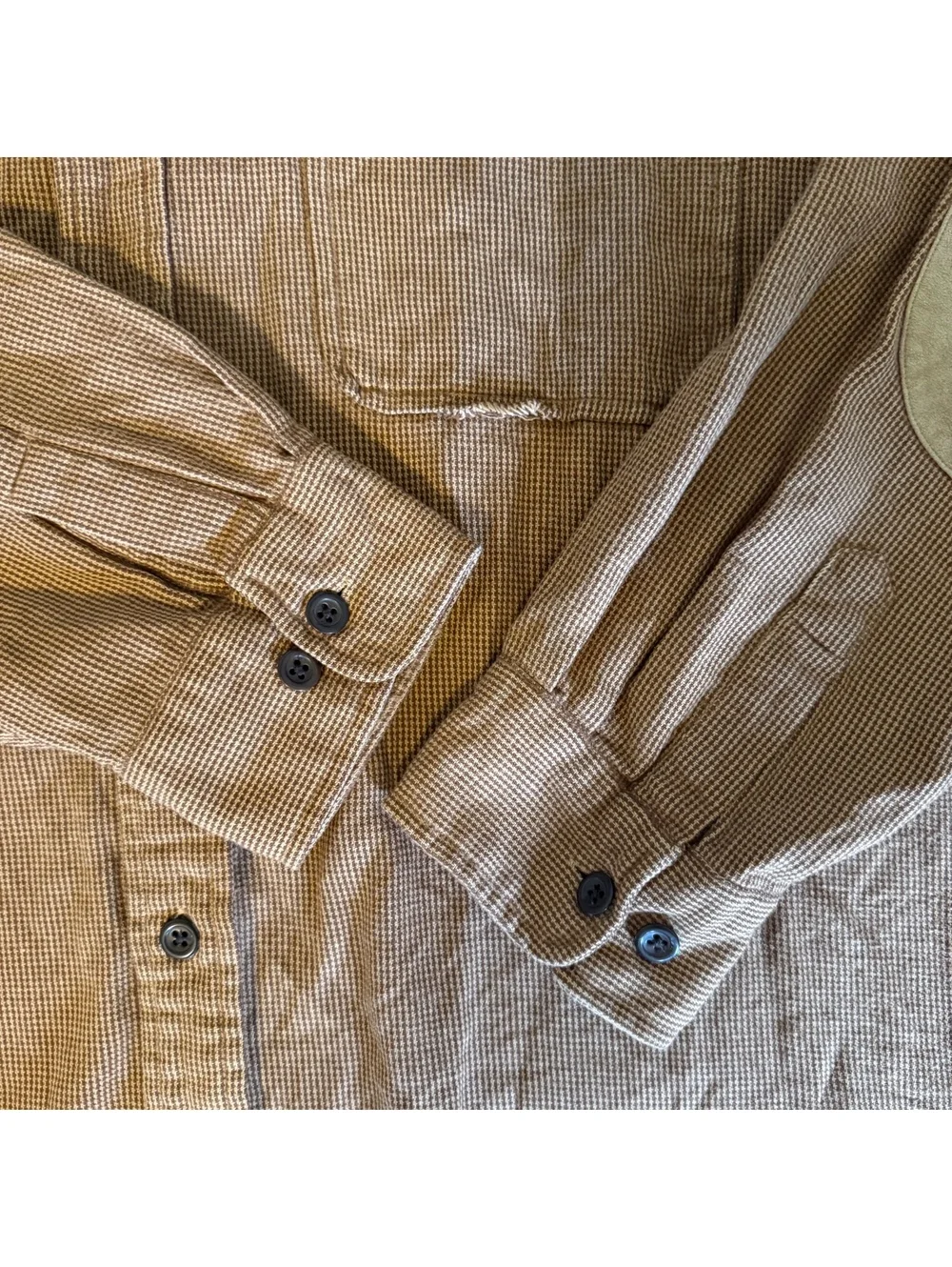 Vintage Y2K Orvis Charles F Orvis XL Field Shirt Suede Elbow Patch Cotton Brown